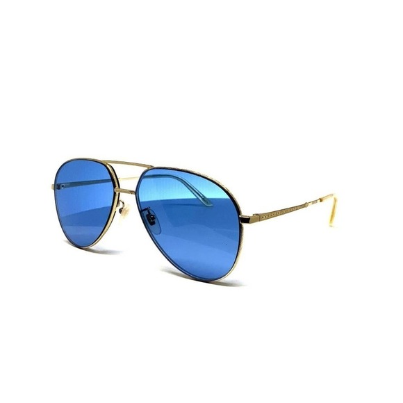 New Gucci Gold Aviator Adult Glasses GG0356S Aviator Sunglasses Blue/Gold